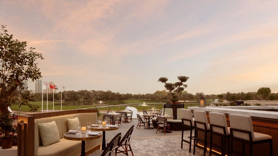 Outdoor seating at Carine