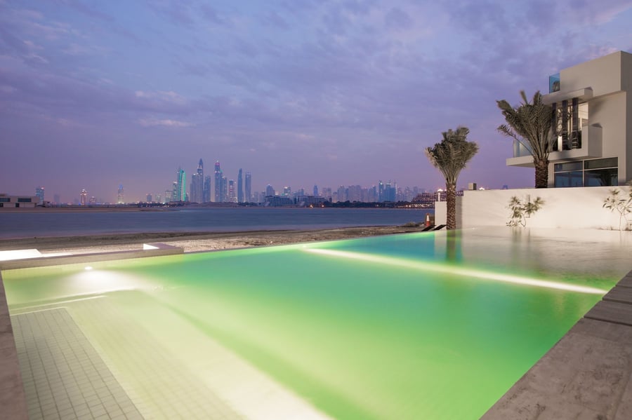 Pool with dubai marina skyline