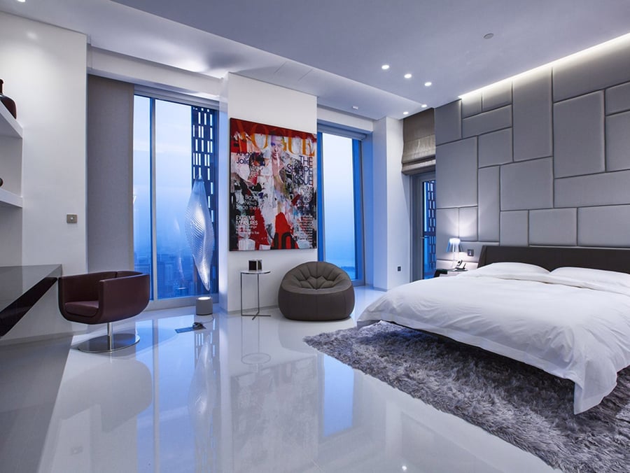 Cayan tower penthouse bedroom, Dubai Marina